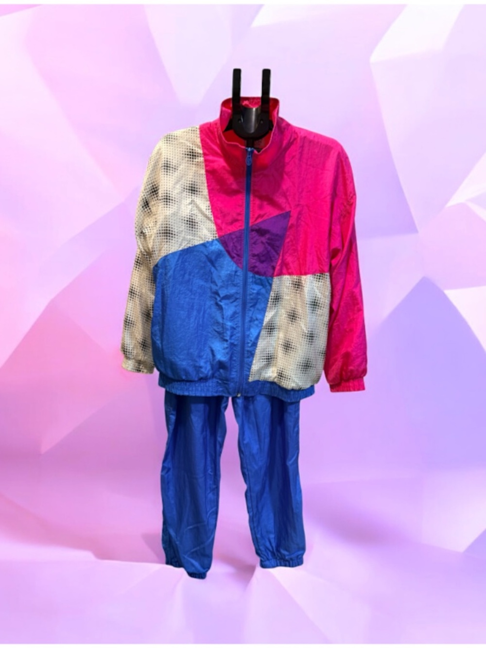 Vintage 1992 LAVON Colorblock Windbreaker Tracksuit Set Size L 90s